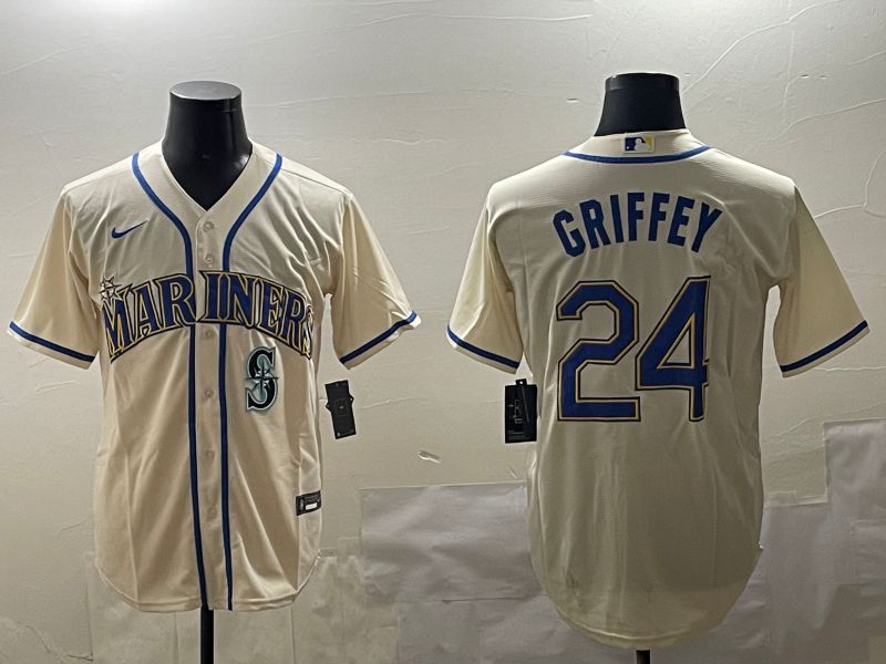 Men Seattle Mariners 24 Griffey Cream Game 2025 Nike MLB Jersey style 6